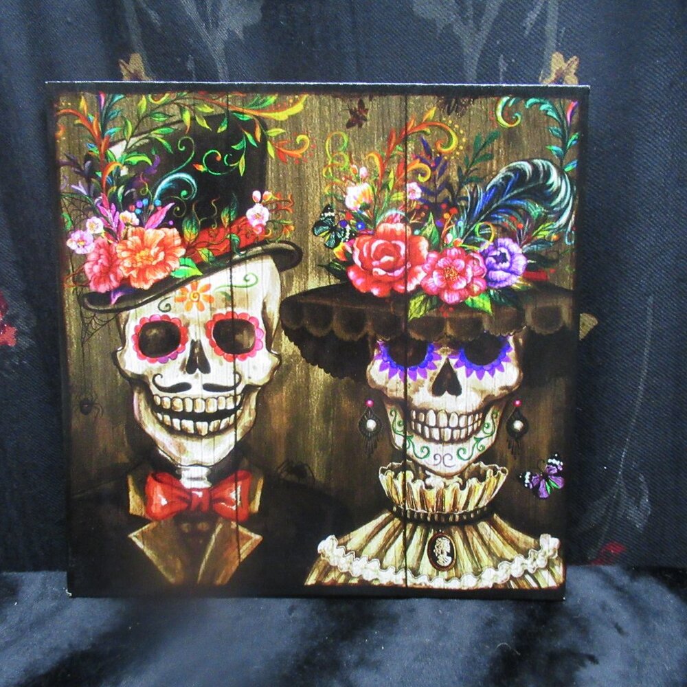 Day of the Dead Sugar Skull Couple Wall Canvas